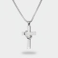 Silver Cross Pendant Necklace With Circular Charm