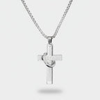 Silver Cross Pendant Necklace With Circular Charm