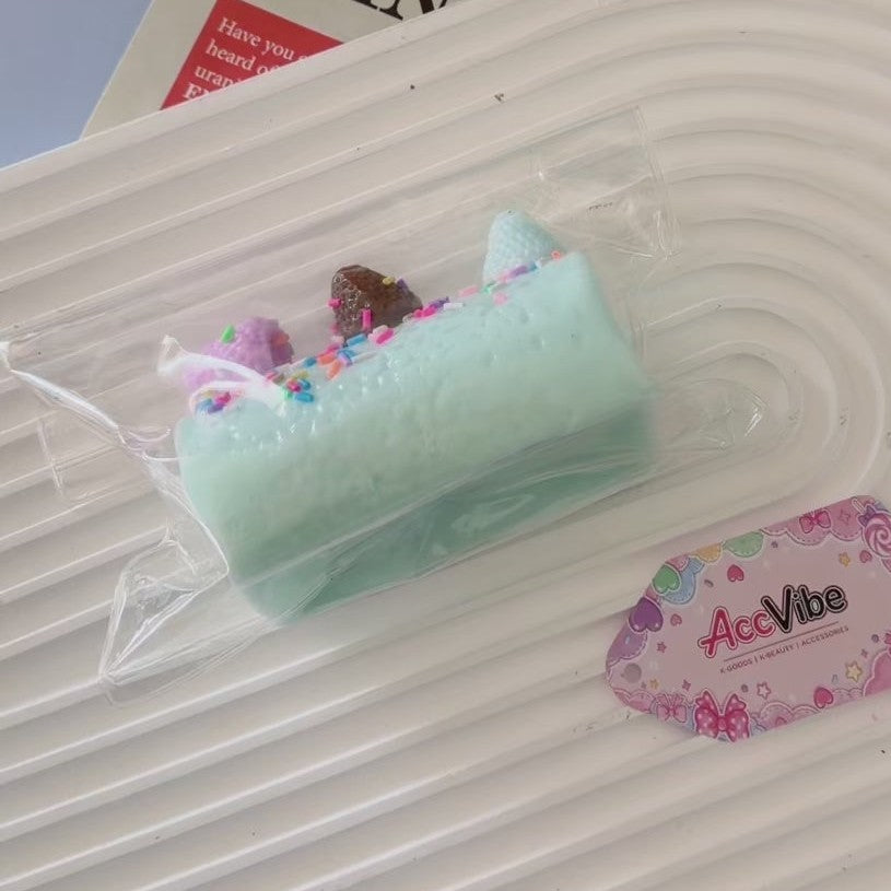 Blue Confetti Swiss Roll Squishy Toy