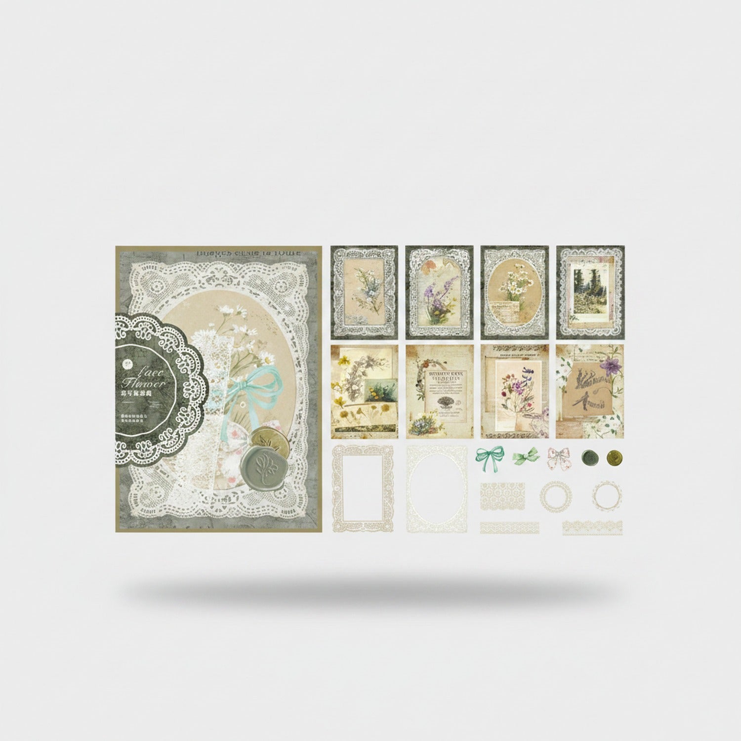 Vintage Lace Flower Letter Writing Set With Wax Seal