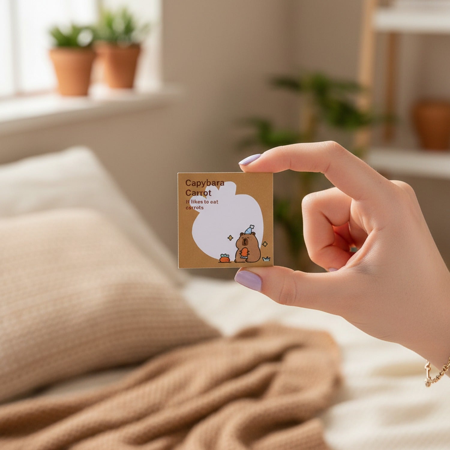 Capybara Carrot Sticky Notes Pad With Mirror