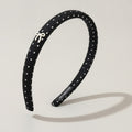 Rhinestone Studded Padded Headband Bow - Black Polka Dot Hair Band – hair accessories (view 1)