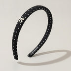 Rhinestone Studded Padded Headband Bow - Black Polka Dot Hair Band – hair accessories (view 1)