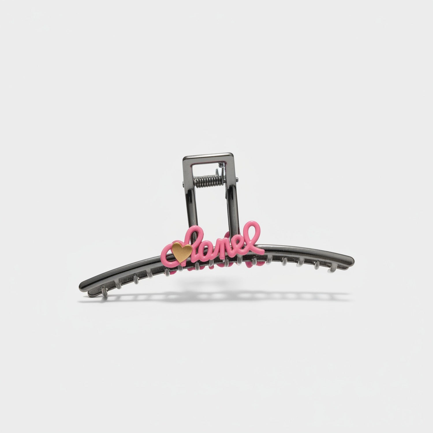 Black Hair Claw Clip With Pink Bows