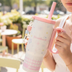 Pastel Pink Star Charm Tumbler With Handle