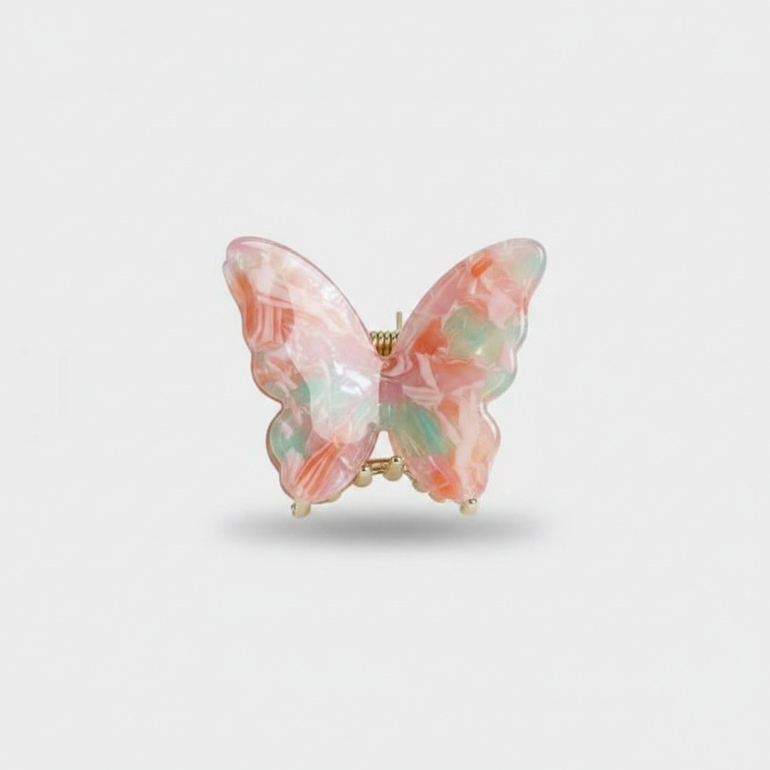 Pink Marbled Butterfly Hair Claw Clip