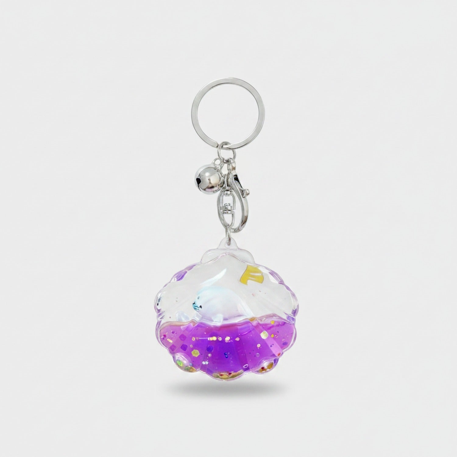 Purple Glitter Seashell Acrylic Keyring Charm