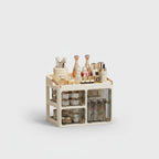 Cream Rotating Cosmetic Organizer with Glass Doors