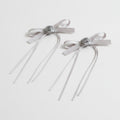 Silver Ribbon Bow Hair Clips Set – hair accessories (view 1)