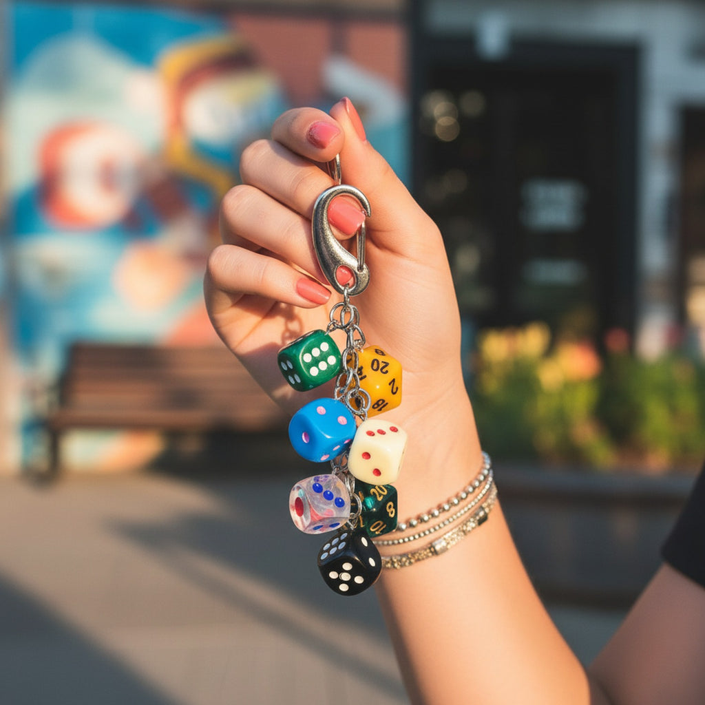 Black Acrylic Keyring With Lucky Charms