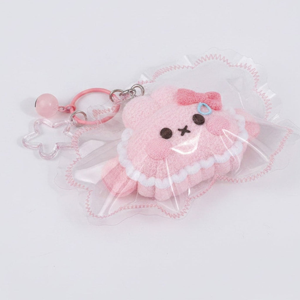 Fuzzy Cat Squishy Keychain - Pink