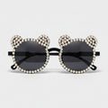 Rhinestone Bear Round Sunglasses - Rhinestone Bear Black – eyewear (view 1)