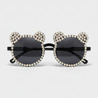 Rhinestone Bear Round Sunglasses - Rhinestone Bear Black – eyewear (view 1)