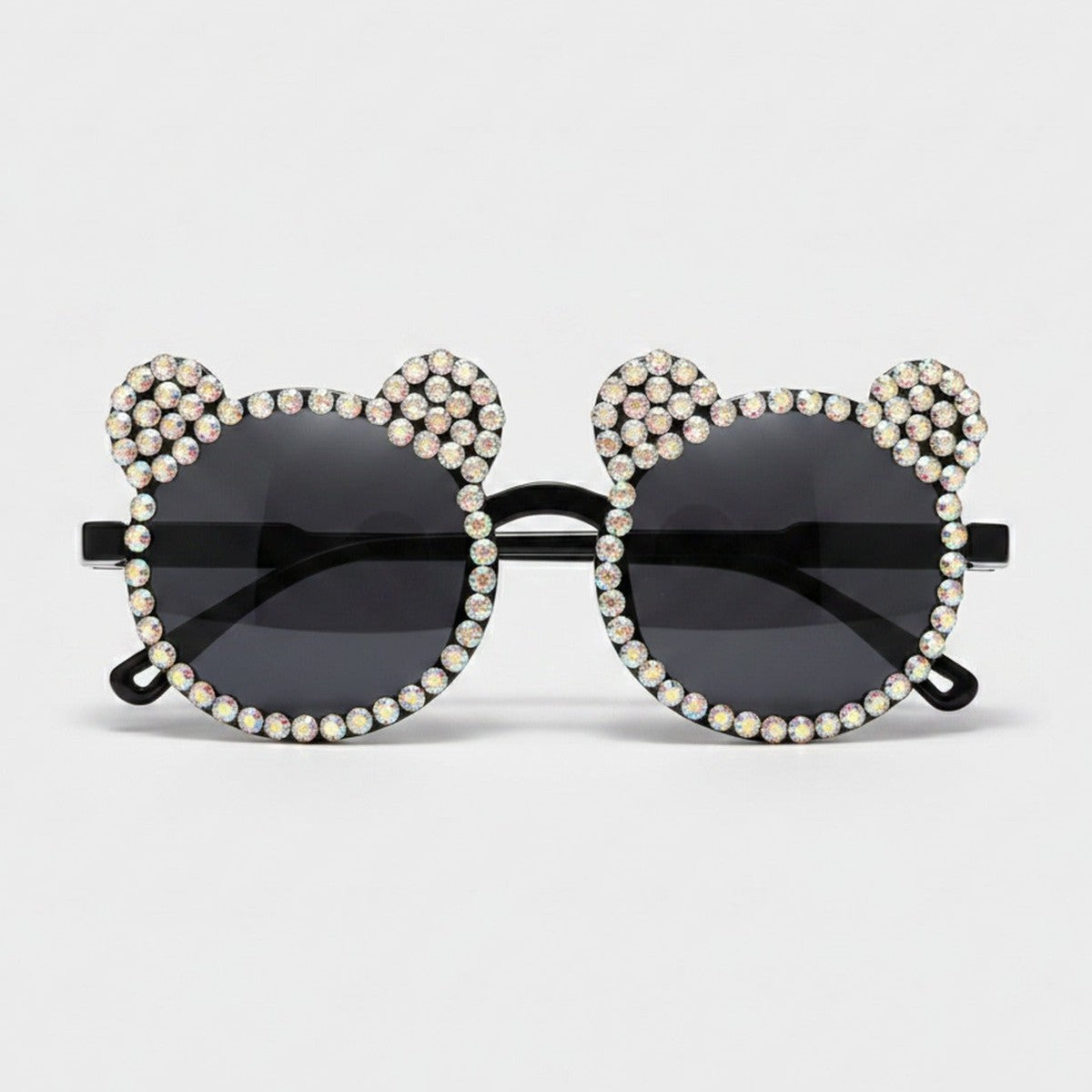 Rhinestone Bear Round Sunglasses - Rhinestone Bear Black – eyewear (view 1)