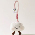 Cute Cloud Plush Keychain With Pink Rope