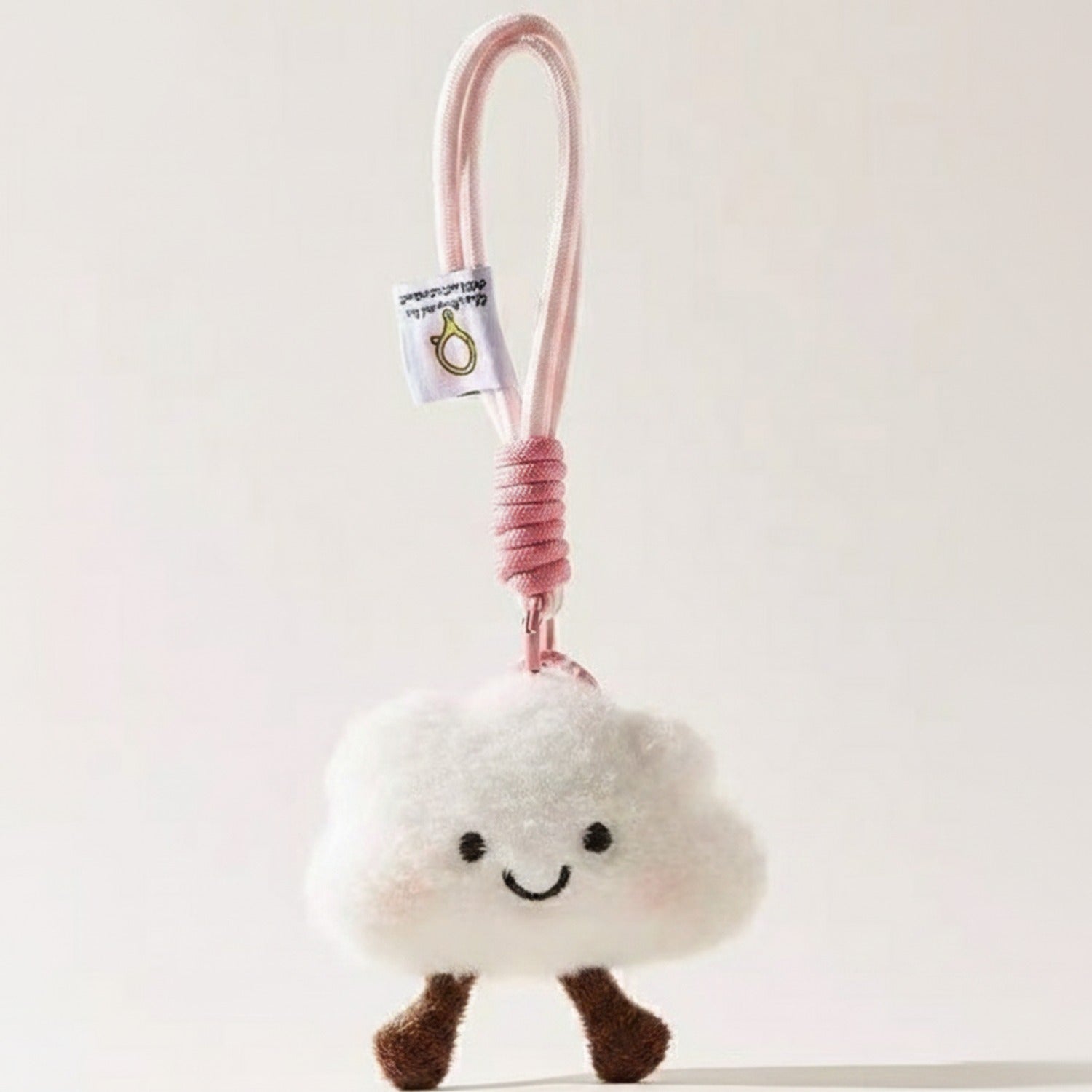 Cute Cloud Plush Keychain With Pink Rope