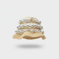 Wavy Ruffle Knit Bucket Hat With Lace Trim