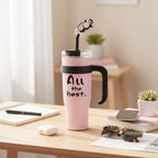 Pink Tumbler Cup With Bird Charm Handle