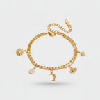 Gold Celestial Charm Bracelet With Crystals