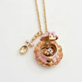 Flower Heart Locket Charm Necklace - Pink Teacup Locket Necklace – jewelry (view 1)