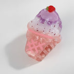 Ice Cream Cone Hair Claw - Grape Strawberry