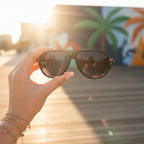 Retro Aviator Sunglasses with Gold Trim Black & Gold