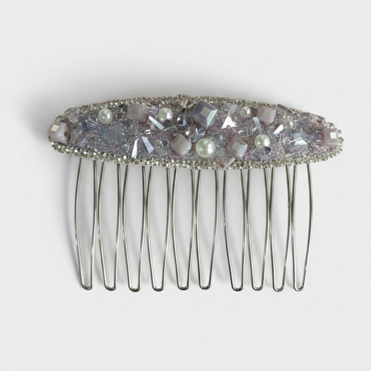 Rhinestone Pearl Beaded Hair Comb Clip – hair accessories (view 1)