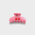 Pink Cherry Heart Hair Claw Clip