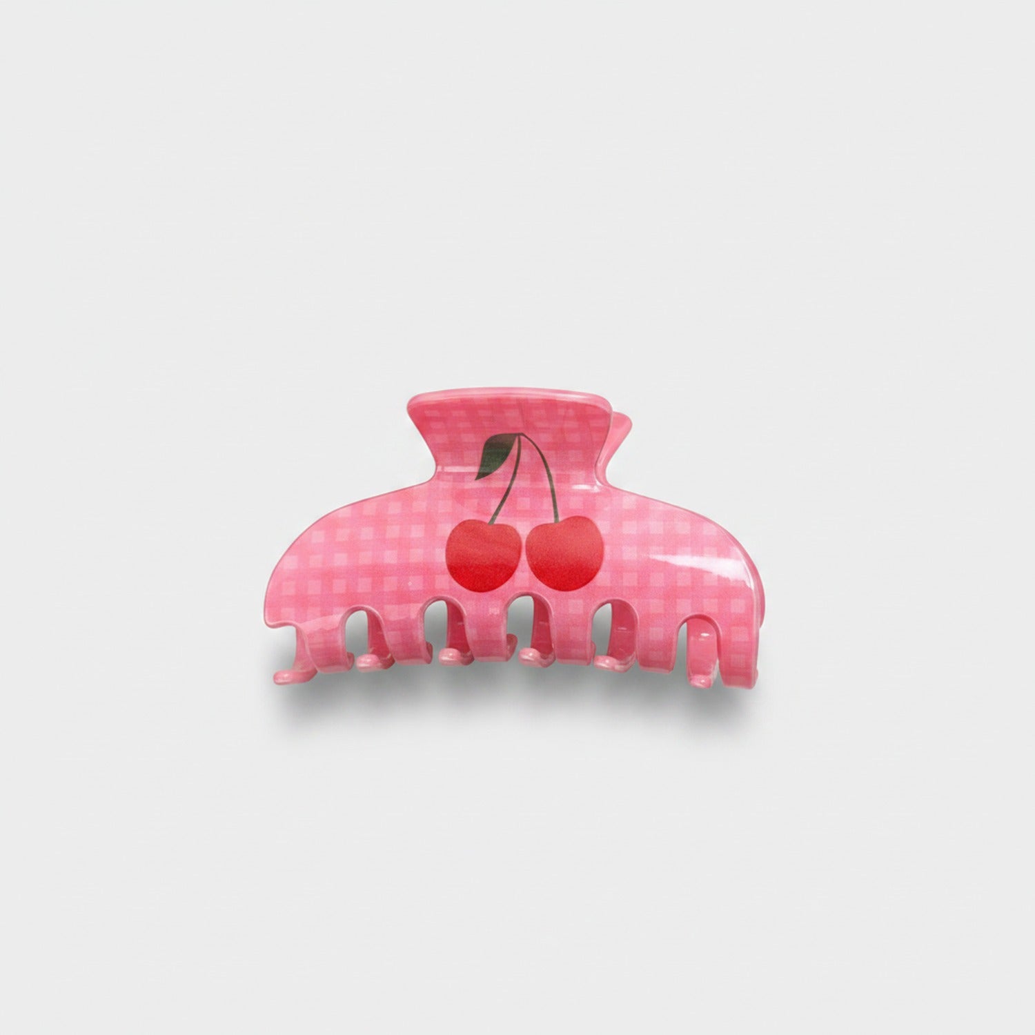 Pink Cherry Heart Hair Claw Clip