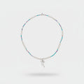 Beaded Pearl Charm Pendant Necklace - Pearl & Aqua Mix