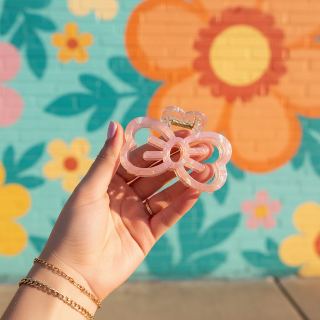 Pink Butterfly Acrylic Hair Claw Clip
