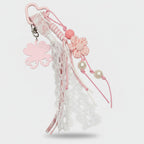 Pink Floral Lace Keyring With Pearl Charms