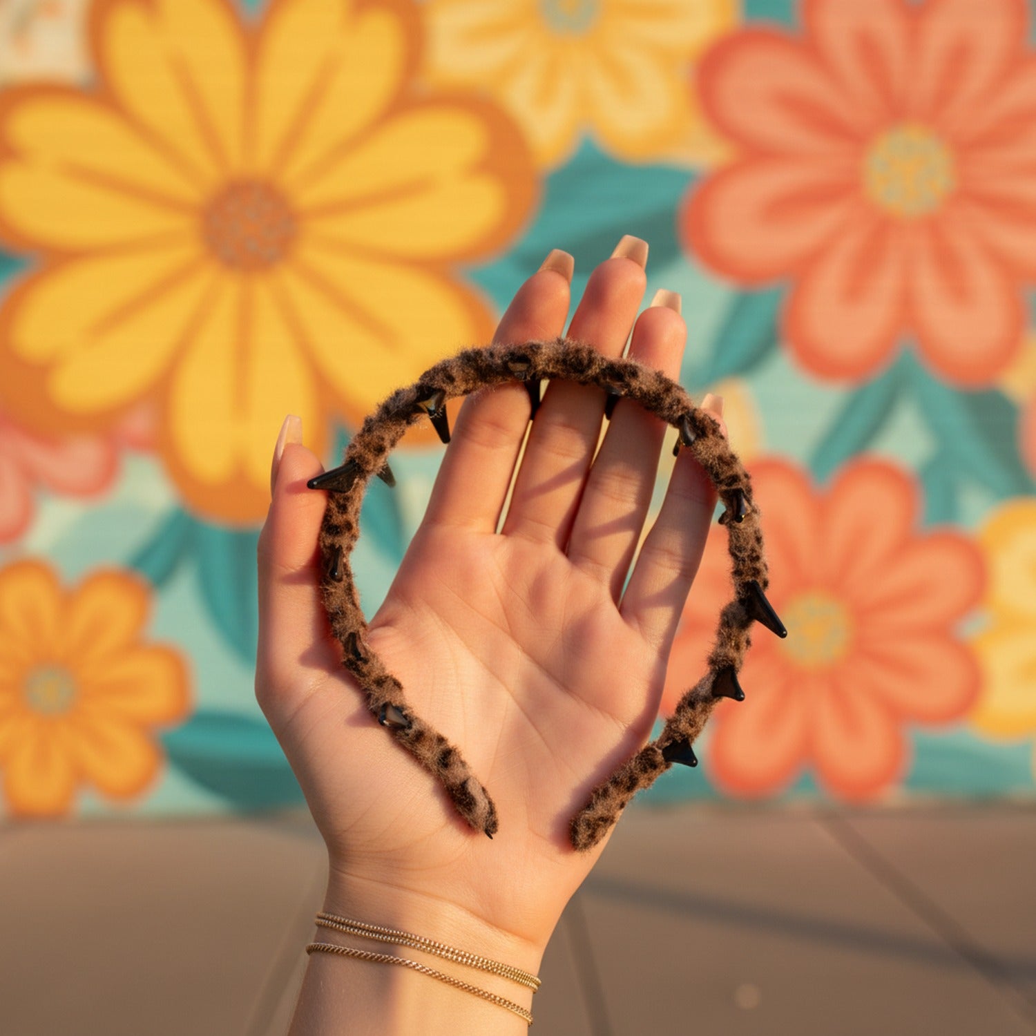 Leopard Print Spike Studded Padded Headband