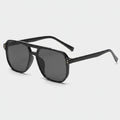 Black Square Aviator Sunglasses With Gold Studs