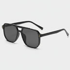 Black Square Aviator Sunglasses With Gold Studs