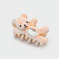 Fuzzy Teddy Bear Hair Claw With Mirror Detail