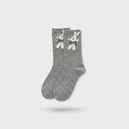 Gray Bunny Bow Crew Socks