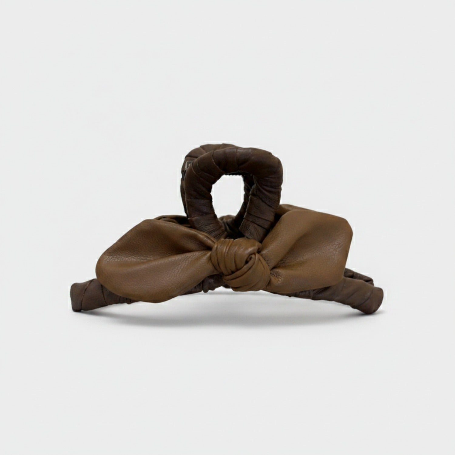 Black Leather Bow Hair Claw Clip