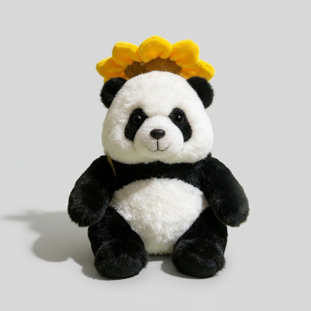 Adorable Black & White Panda Plush Toy With Golden Flower Crown