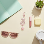 Pink Acrylic Heart Bow Star Keychain Charm