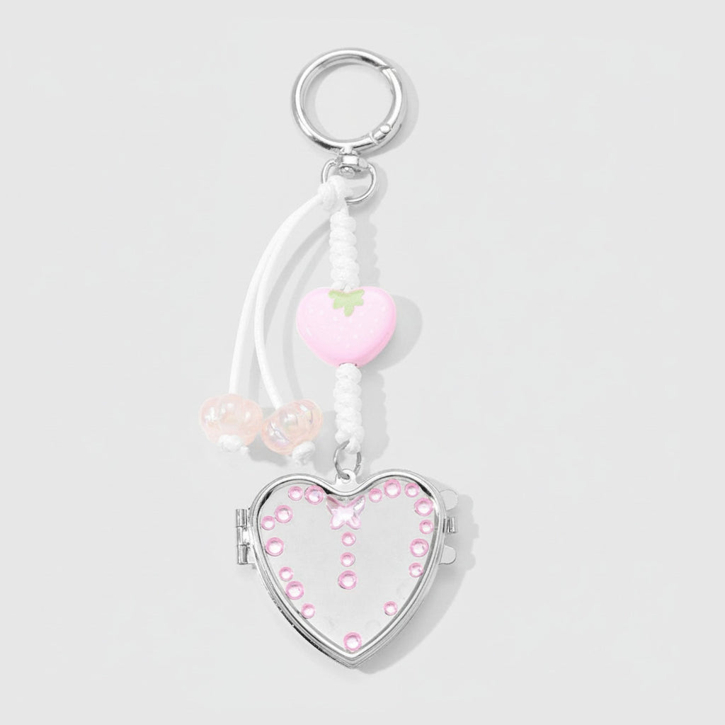 Heart-Shaped Acrylic Keyring With Rhinestones And Charm – novelty & toys (view 1)