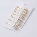 Marble Stone Gold Hair Clips Flower Charm Set – hair accessories (view 1)