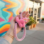 Pink Fuzzy Cat Phone Charm Keychain