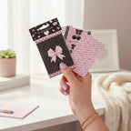 Pink Bow Heart Pattern Black Notepad