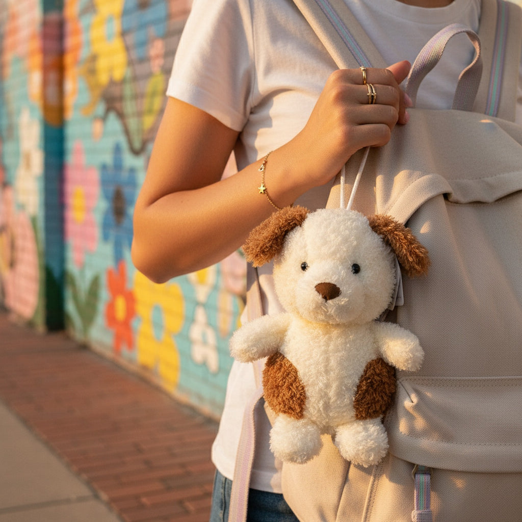 Cream And Brown Floppy Ear Plush Puppy Toy