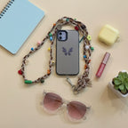 Pearl Beaded Phone Strap With Heart Charm