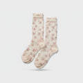 Floral Cream Crew Socks With Ruffle Top
