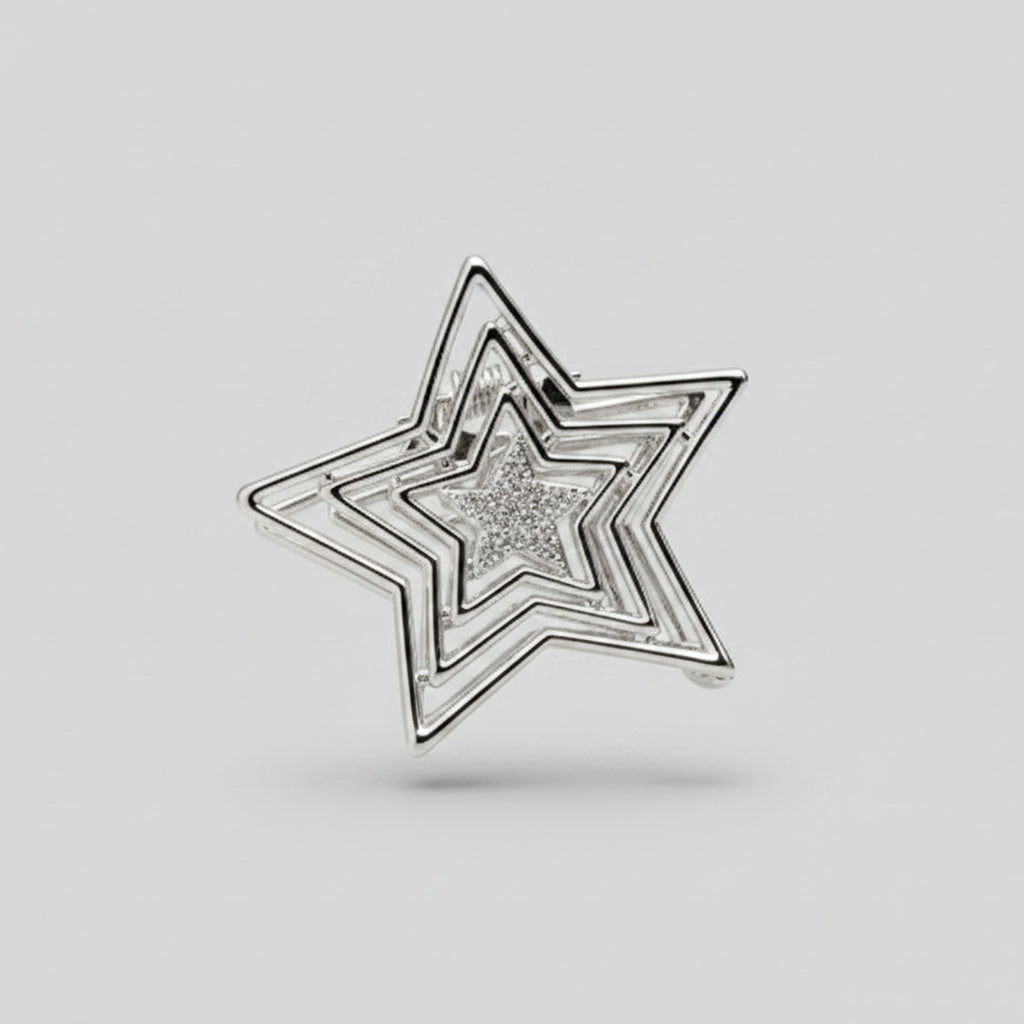 Silver Layered Star Hair Claw Clip