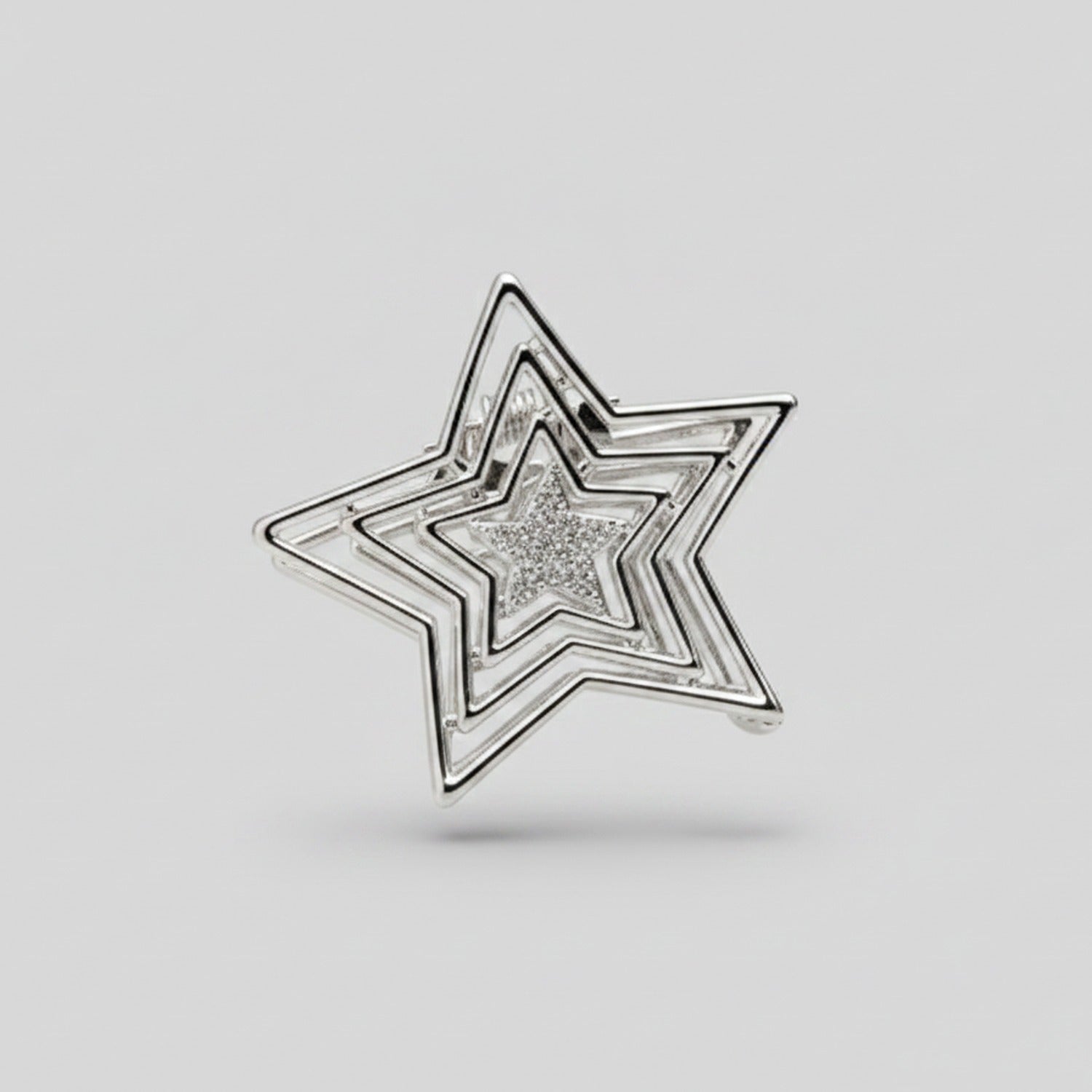 Silver Layered Star Hair Claw Clip