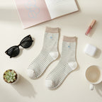 Gingham Star Crew Socks With Tan Trim